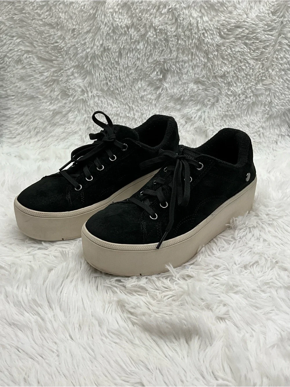 Skechers x Martha Stewart Sneakers Size 9.5 Black Suede 2” Platform